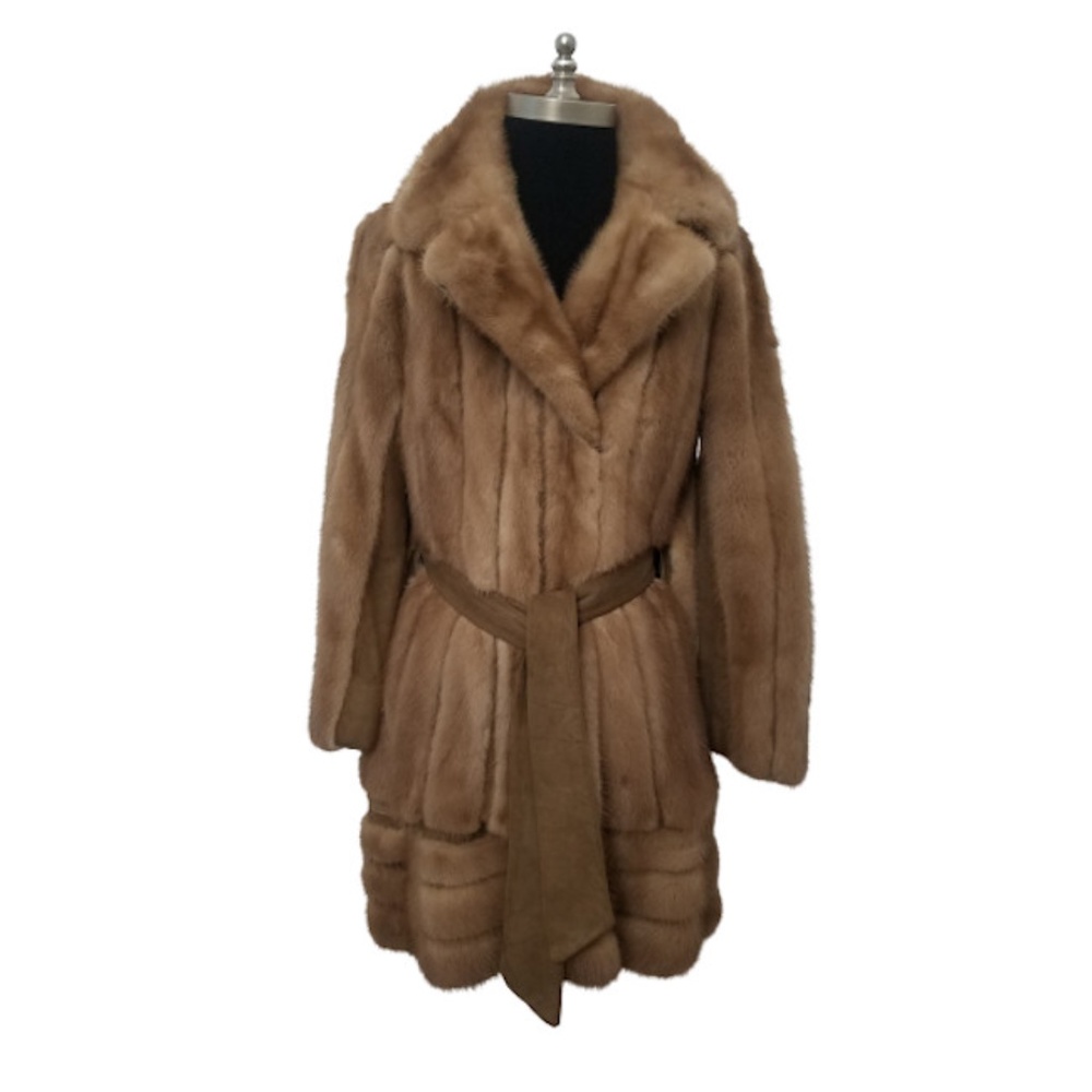 Vintage 60s 70s Pastel Mink Suede adjustable Length Jacket Coat S